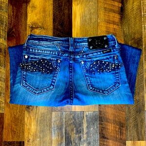 Miss Me Embellished Rhinestone Angel Wing JP5331T4 Straight Jeans Sz 28 LIKE NEW